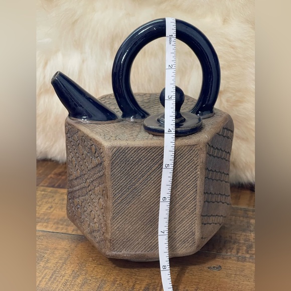 rare tea-pot with top Handled , Hand Built and Lace Textured of Stoneware NEW - Picture 7 of 14